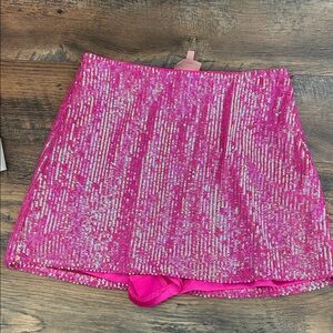 Pink Sequin Mini Skort